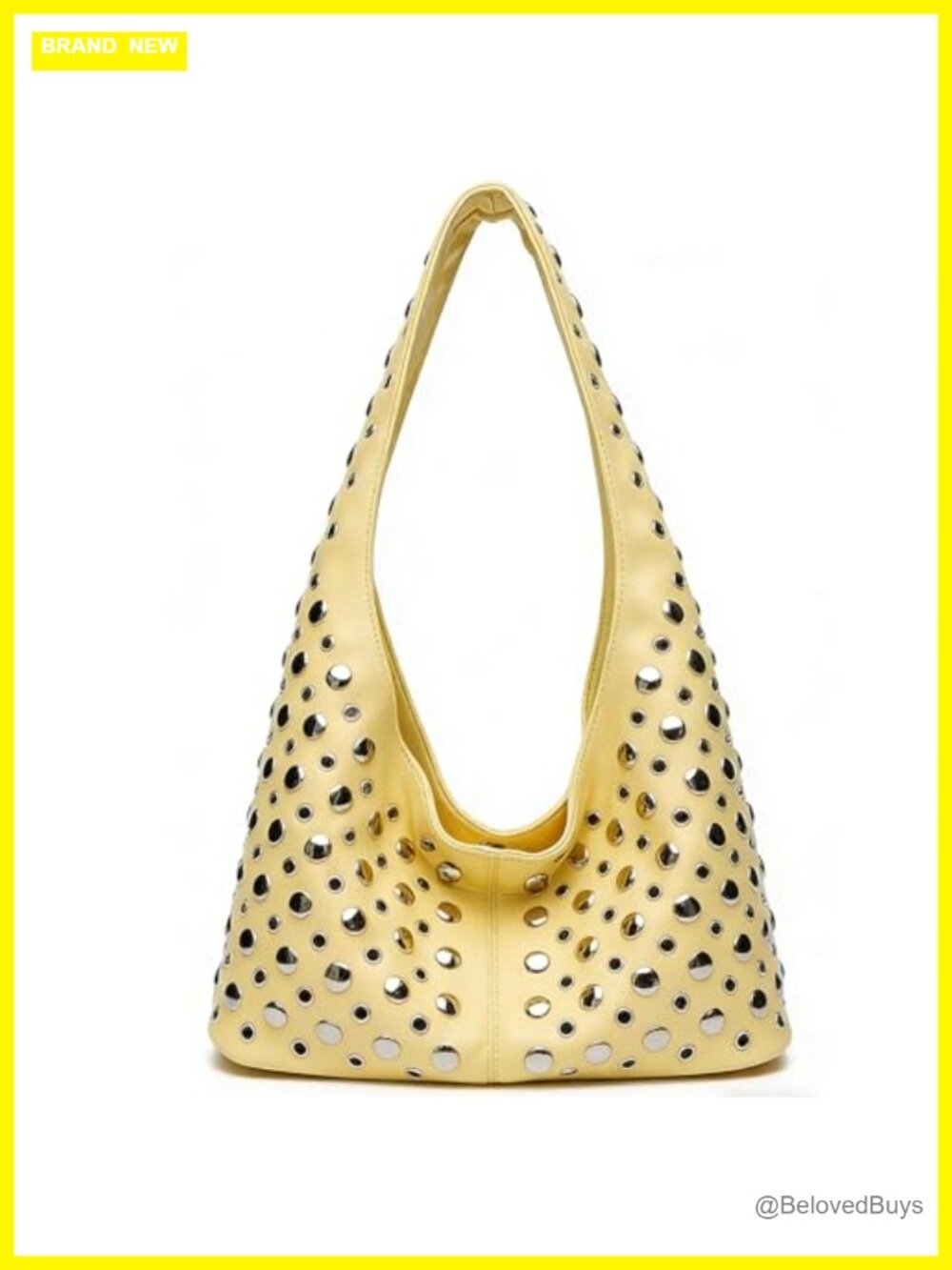 Punk Studded PU Leather Shoulder Bag Y2K Slouchy Top Handle Purse